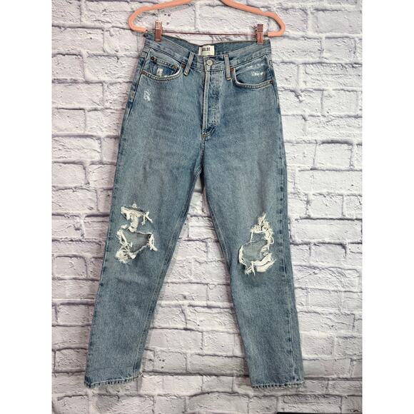 AGOLDE '90s Pinch Waist Ripped High Waist Straight Leg Jeans 25 NEW - Picture 3 of 6